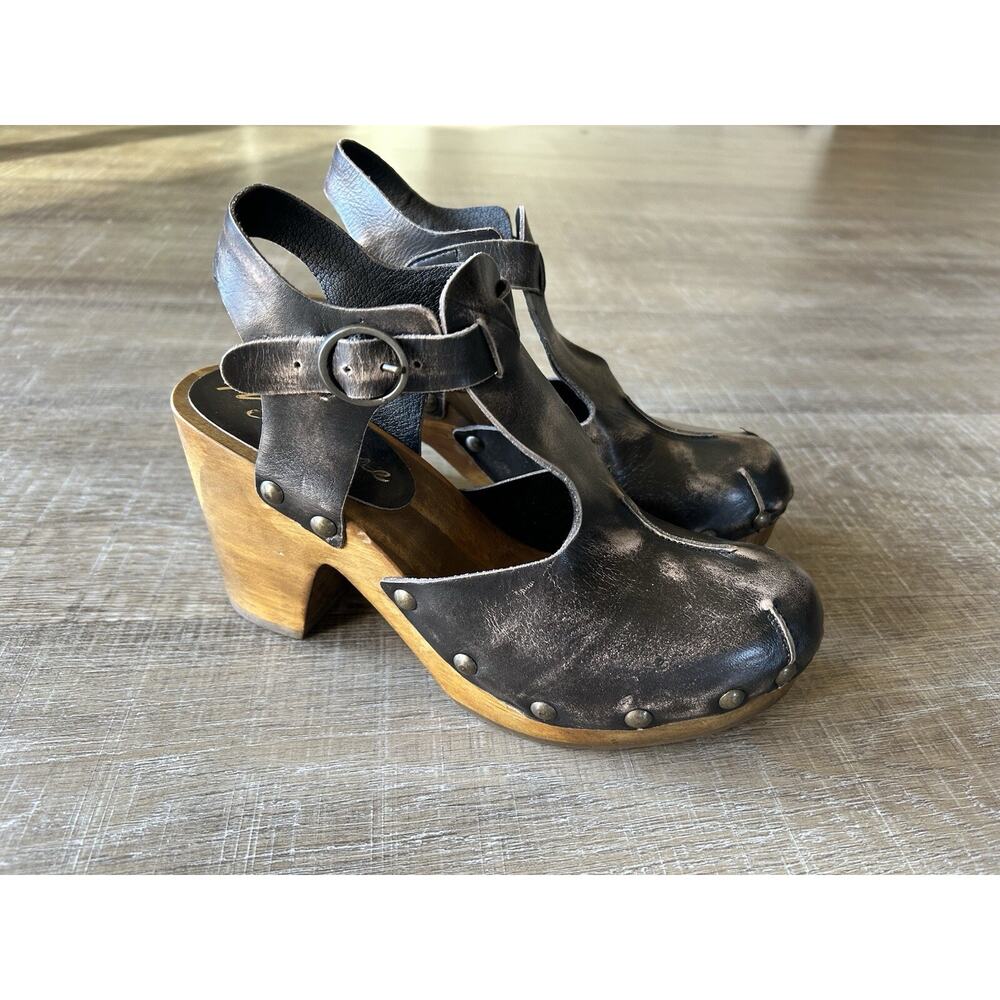 Matisse Colby Studded Wood Platform Clogs Womens 7 Brown Leather Boho NWOT - Picture 9 of 14